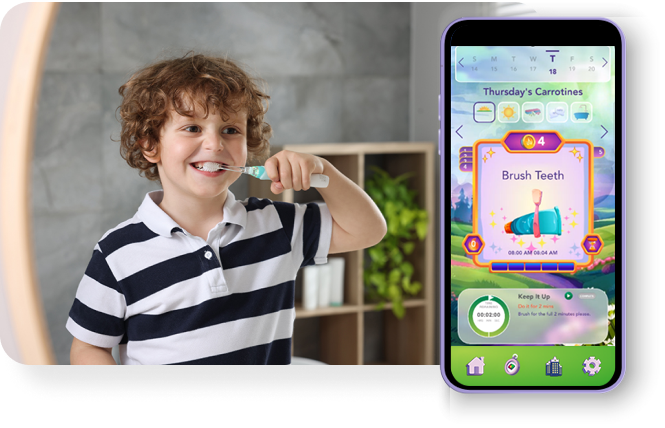 Set routines to help your child build positive habits like their brushing teeth.