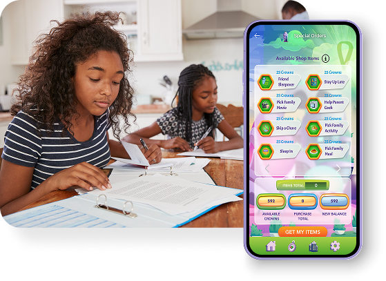 Users can collect Crowns for completing tasks to spend on rewards.